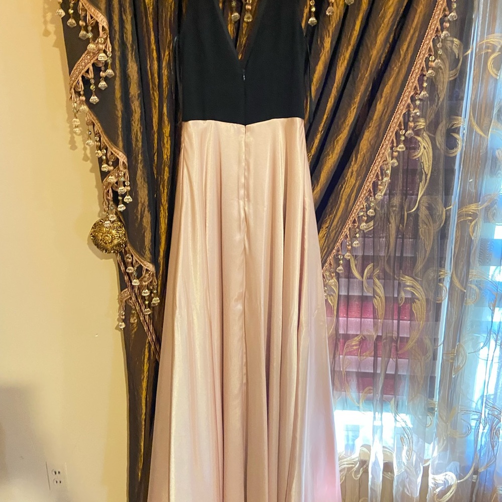 Black/ rose gold satin dress